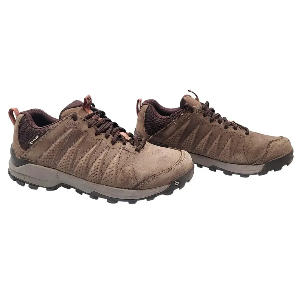 Oboz Sypes Brown Leather Low Top Waterproof Hiking Trail Shoes Women's Size 7.5